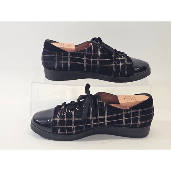 BEAUTIFEEL 42 Cella Suede Patent Leather Lace Up Sneakers Shoes Comfort - Picture 2 of 9